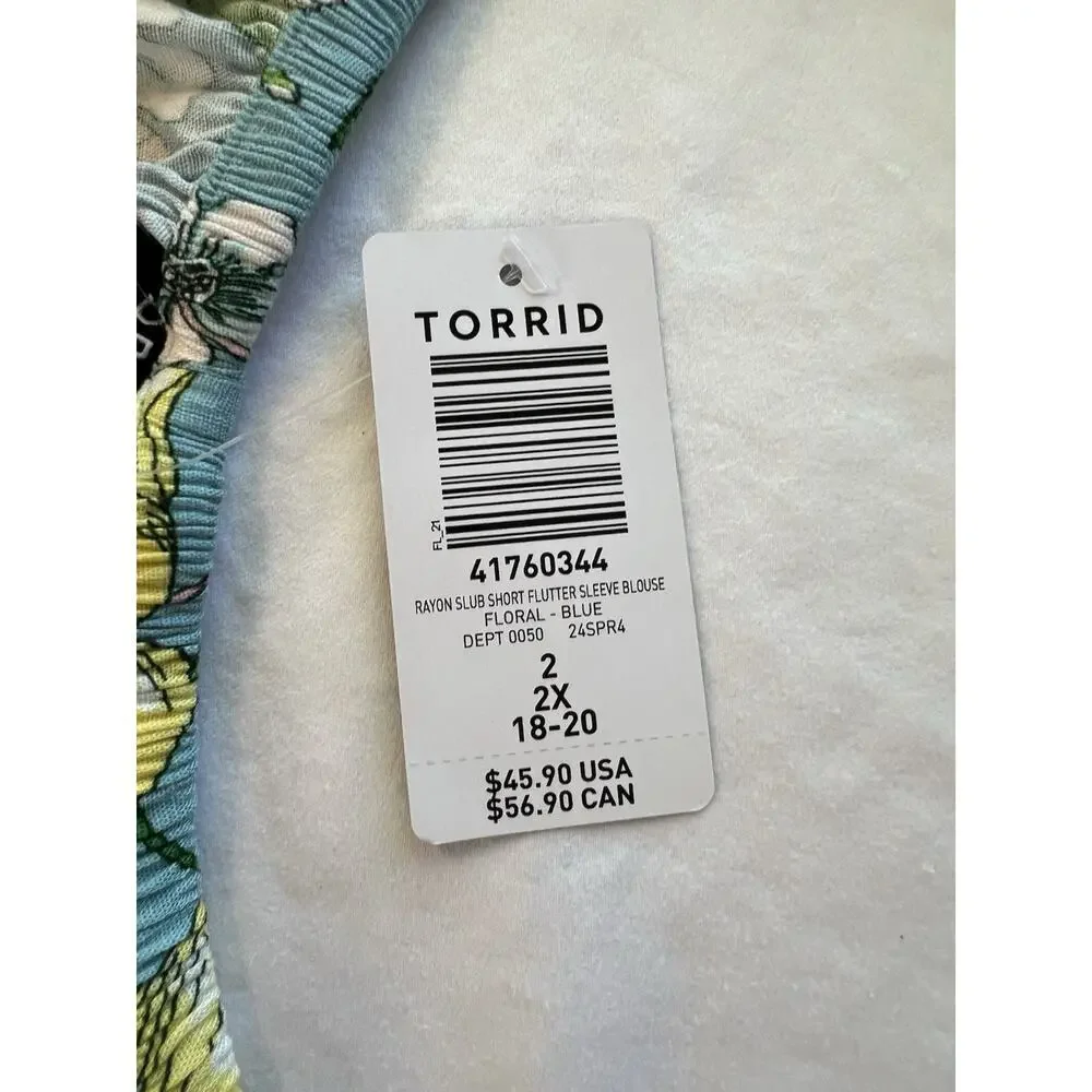 NWT Torrid Blue Floral Lightweight Shirt Size 2X Beach Cruise Vacation - Picture 2 of 8